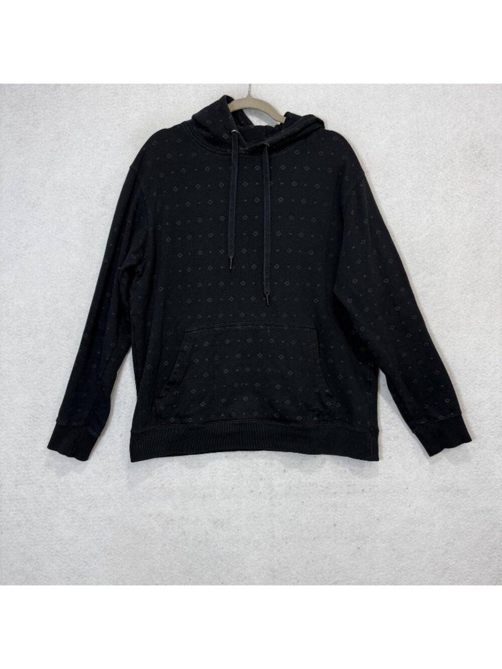 Hooey Hoodie Mens Large Black Allover Logo Pullover Kangaroo Pocket Sweatshirt